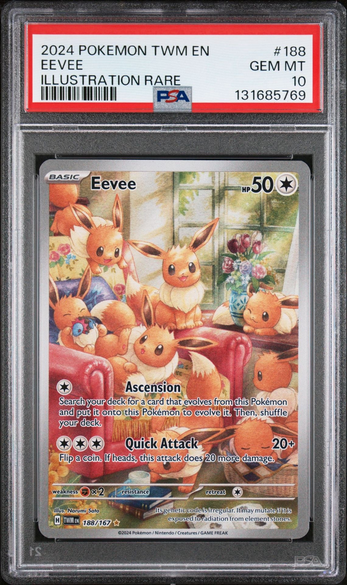 Eevee 188/167 PSA 10 2024 Twilight Masquerade Pokemon