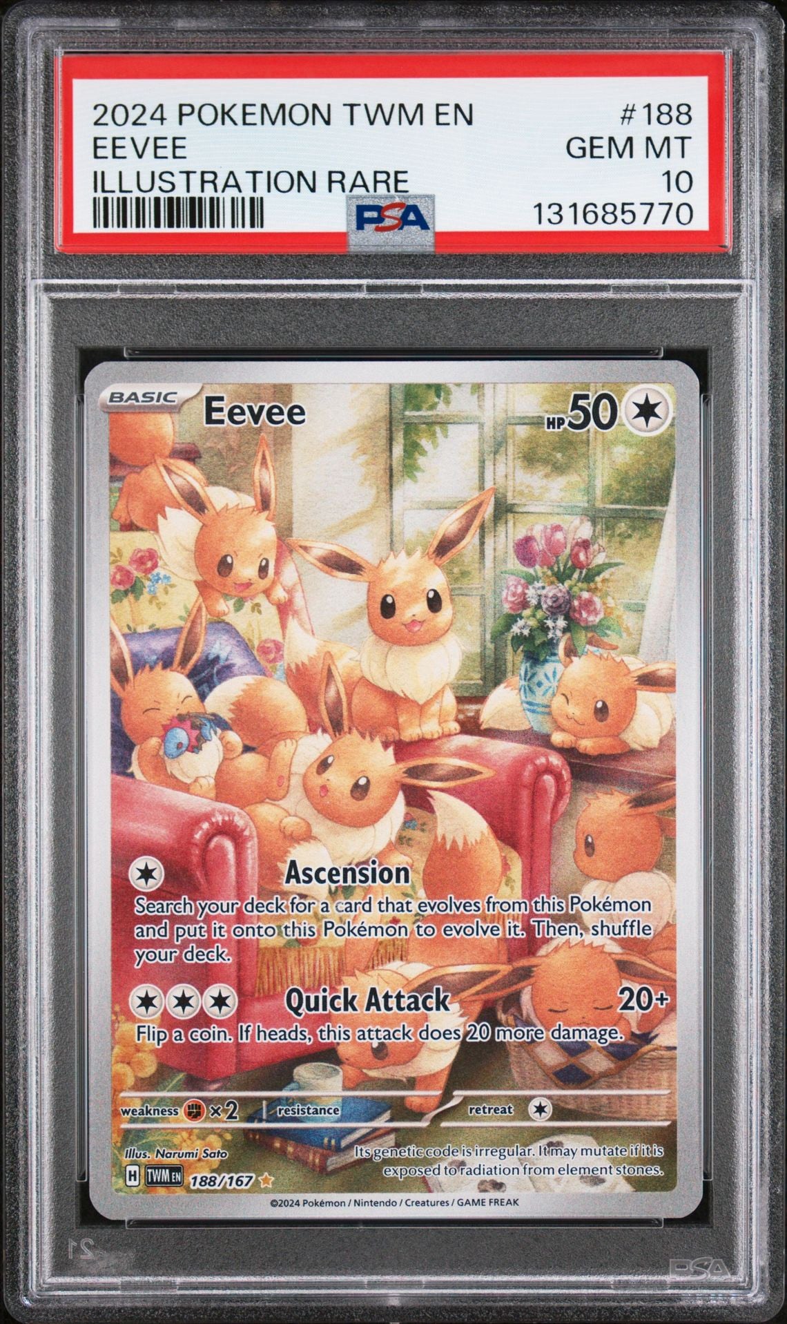 Eevee 188/167 PSA 10 2024 Twilight Masquerade Pokemon