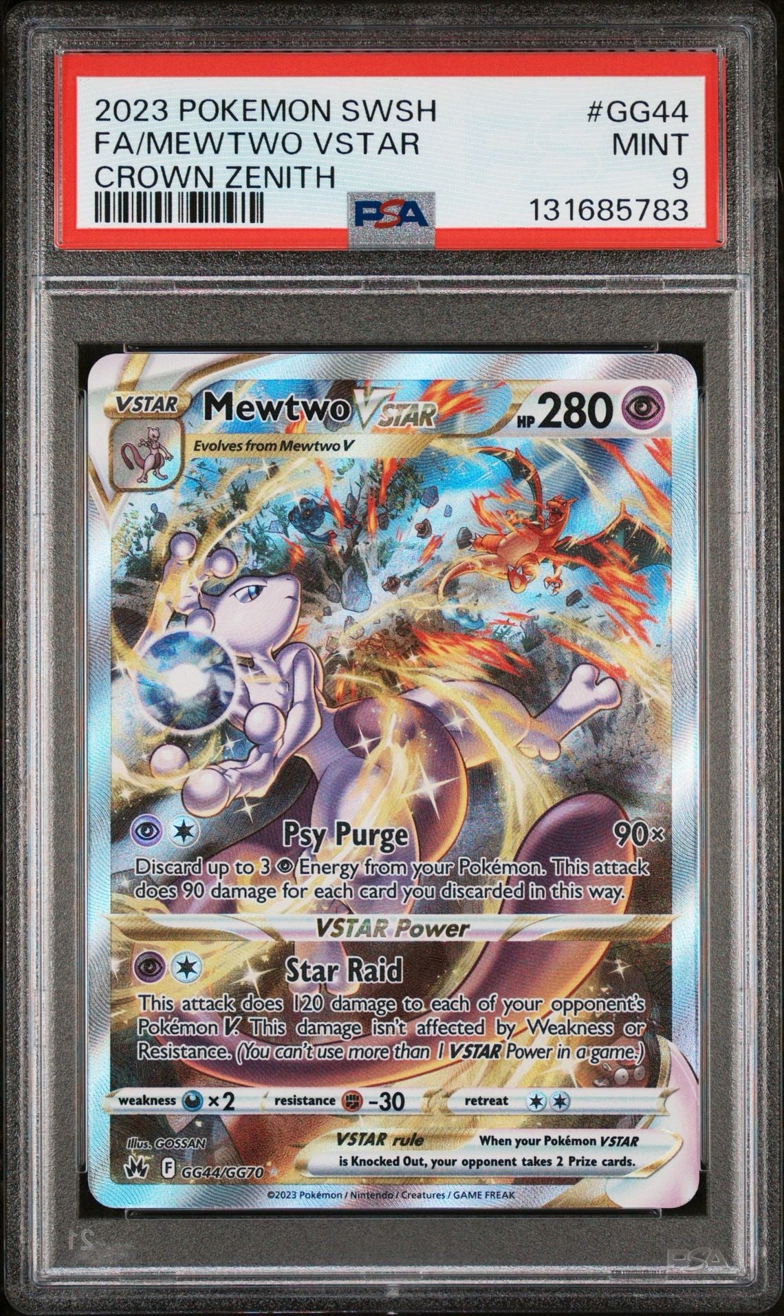 Mewtwo Vstar GG44/GG70 PSA 9 2023 Crown Zenith Pokemon