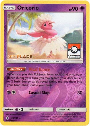 Oricorio (League Challenge) [3rd Place] 055/145  - Reverse Holofoil League & Championship Cards