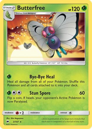 Butterfree 003/147  - Reverse Holofoil SM  Burning Shadows