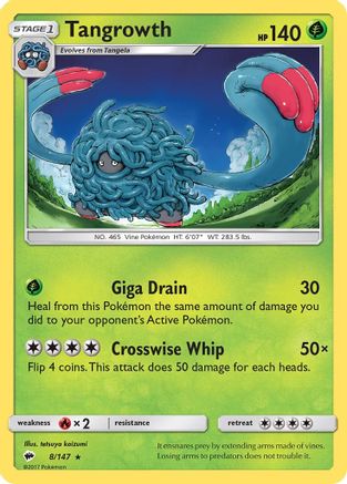 Tangrowth 008/147  - Reverse Holofoil SM  Burning Shadows