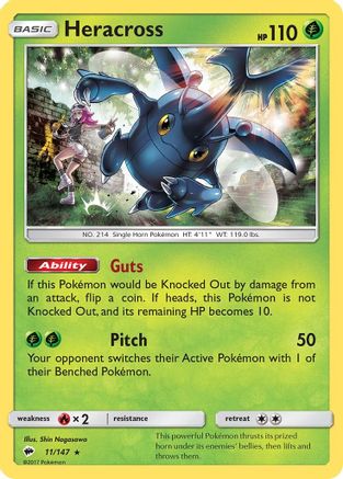 Heracross 011/147  - Reverse Holofoil SM  Burning Shadows