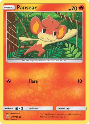 Pansear 022/147  - Reverse Holofoil SM  Burning Shadows