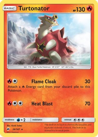 Turtonator 026/147  - Reverse Holofoil SM  Burning Shadows