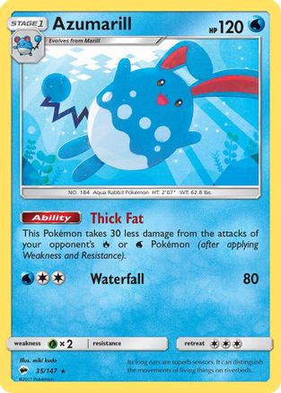 Azumarill 035/147  - Reverse Holofoil SM  Burning Shadows