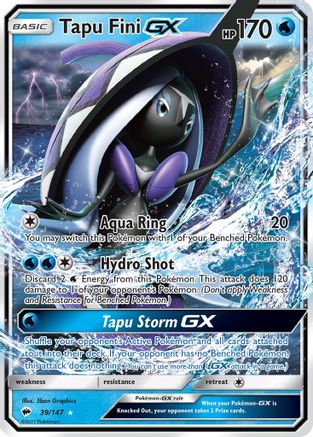 Tapu Fini GX 039/147  - Holofoil SM  Burning Shadows