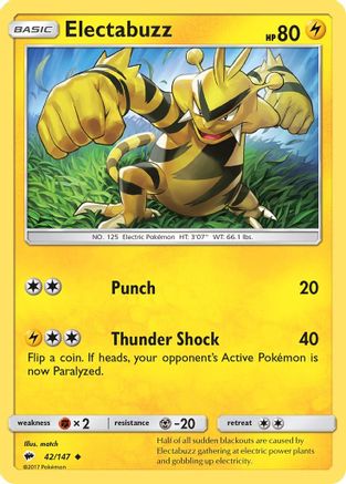 Electabuzz 042/147  - Reverse Holofoil SM  Burning Shadows