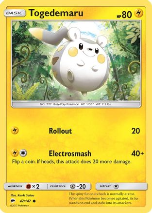 Togedemaru 047/147  - Reverse Holofoil SM  Burning Shadows