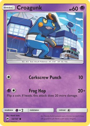 Croagunk 054/147  - Reverse Holofoil SM  Burning Shadows