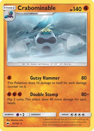 Crabominable 074/147  - Reverse Holofoil SM  Burning Shadows