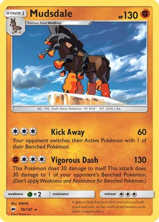 Mudsdale 078/147  - Reverse Holofoil SM  Burning Shadows