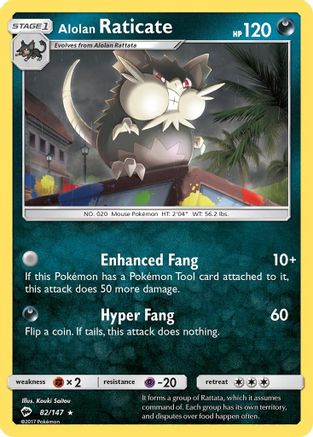 Alolan Raticate 082/147  - Reverse Holofoil SM  Burning Shadows