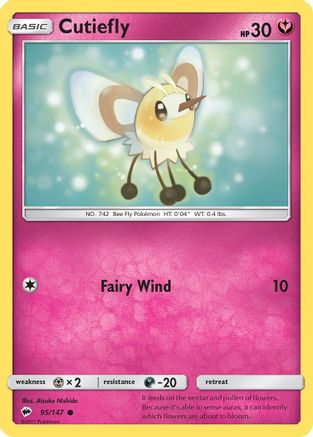 Cutiefly 095/147  - Reverse Holofoil SM  Burning Shadows