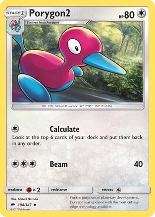 Porygon2 104/147  - Reverse Holofoil SM  Burning Shadows