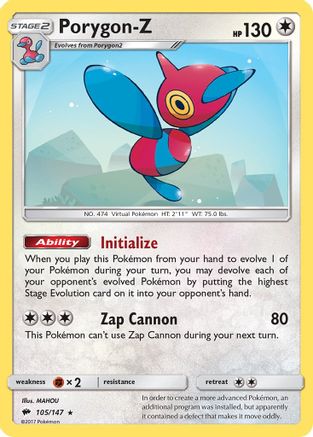 Porygon-Z 105/147  - Reverse Holofoil SM  Burning Shadows