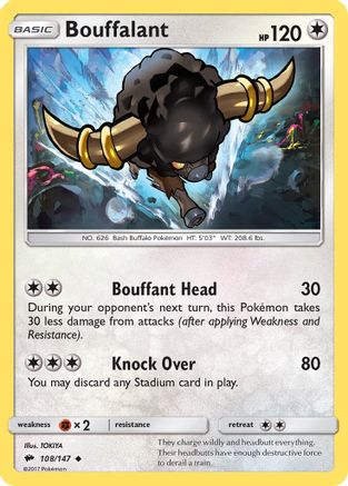Bouffalant 108/147  - Reverse Holofoil SM  Burning Shadows