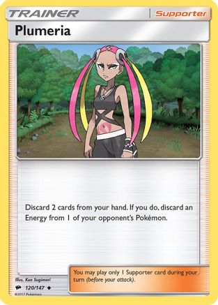 Plumeria 120/147  - Reverse Holofoil SM  Burning Shadows