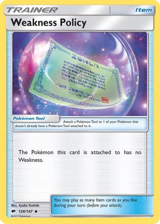 Weakness Policy 126/147  - Reverse Holofoil SM  Burning Shadows