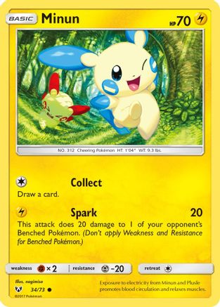 Minun 034/73  - Reverse Holofoil Shining Legends