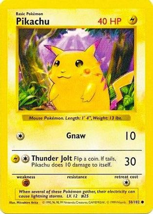 Pikachu (Red Cheeks) 058/102 - 1st Edition Base Set