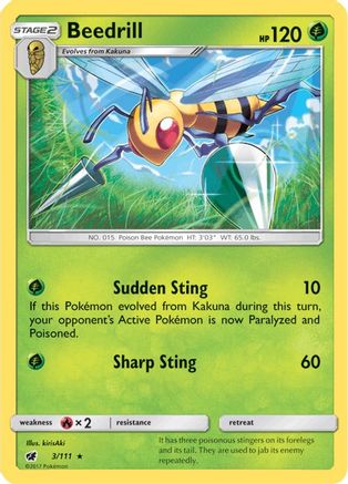 Beedrill 003/111  - Reverse Holofoil SM  Crimson Invasion