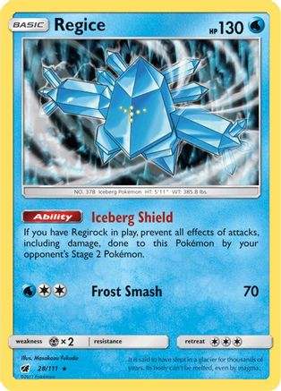 Regice 028/111  - Holofoil SM  Crimson Invasion
