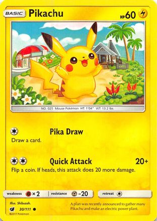 Pikachu 030/111  - Reverse Holofoil SM  Crimson Invasion