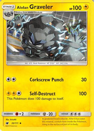 Alolan Graveler 033/111  - Reverse Holofoil SM  Crimson Invasion