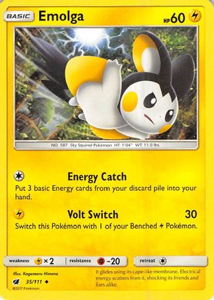 Emolga 035/111  - Reverse Holofoil SM  Crimson Invasion