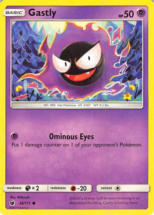 Gastly 036/111  - Reverse Holofoil SM  Crimson Invasion