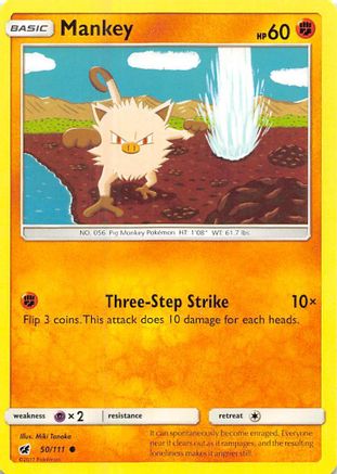 Mankey 050/111  - Reverse Holofoil SM  Crimson Invasion