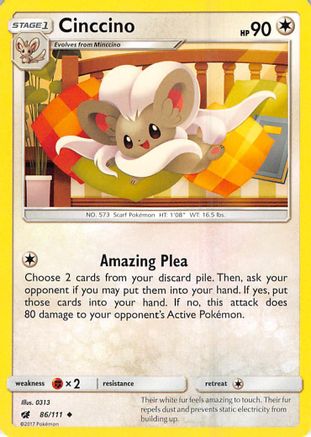 Cinccino 086/111  - Reverse Holofoil SM  Crimson Invasion