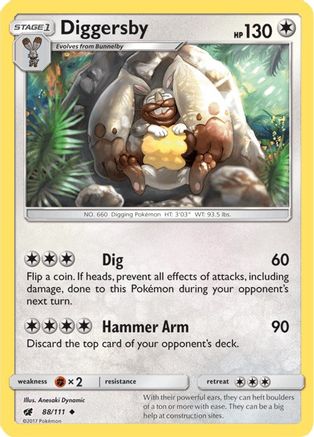Diggersby 088/111  - Reverse Holofoil SM  Crimson Invasion