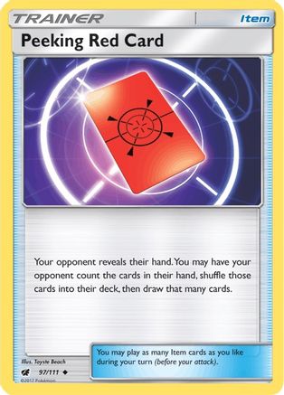 Peeking Red Card 097/111  - Reverse Holofoil SM  Crimson Invasion