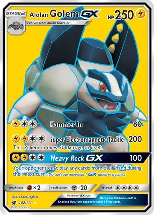 Alolan Golem GX (Full Art) 102/111  - Holofoil SM  Crimson Invasion