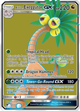 Alolan Exeggutor GX (Full Art) 107/111  - Holofoil SM  Crimson Invasion