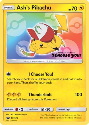 Ash's Pikachu SM108  SM Promos