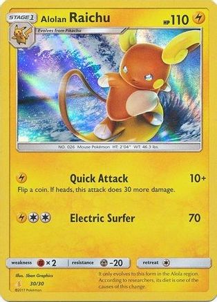 Alolan Raichu (#30 Holofoil) (#30 Holofoil) 030/30  - Holofoil SM Trainer Kit Lycanroc & Alolan Raichu