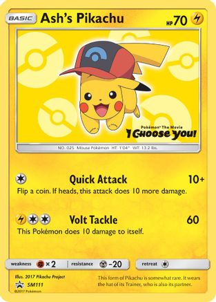 Ash's Pikachu SM111  SM Promos