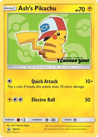 Ash's Pikachu SM112  SM Promos