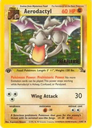 Aerodactyl (Prerelease) 001/62 - 1st Edition Holofoil WOTC Promo