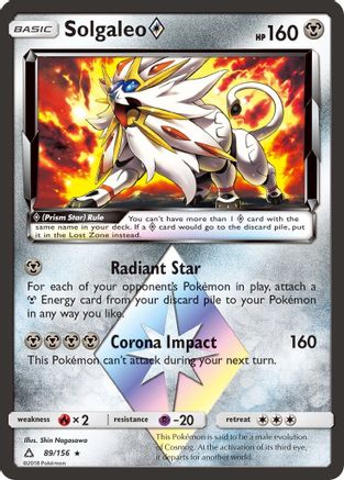 Solgaleo Prism Star 089/156  - Holofoil SM  Ultra Prism