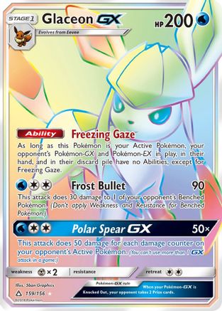 Glaceon GX (Secret Rare) 159  - Holofoil SM  Ultra Prism