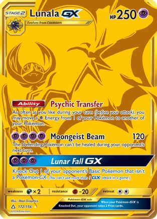 Lunala GX (Secret Rare) 172  - Holofoil SM  Ultra Prism