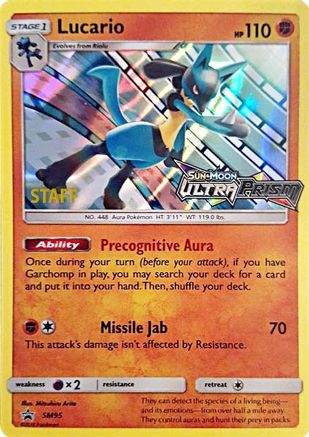 Lucario (Prerelease) [Staff] SM95  - Holofoil SM Promos