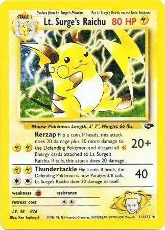 Lt. Surge's Raichu 011/132 - Unlimited Holofoil Gym Challenge