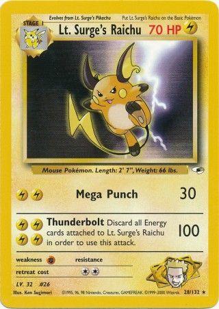 Lt. Surge's Raichu 028/132 - Unlimited Gym Heroes