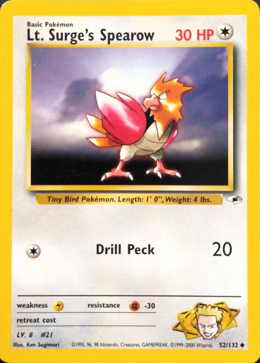 Lt. Surge's Spearow 052/132 - Unlimited Gym Heroes