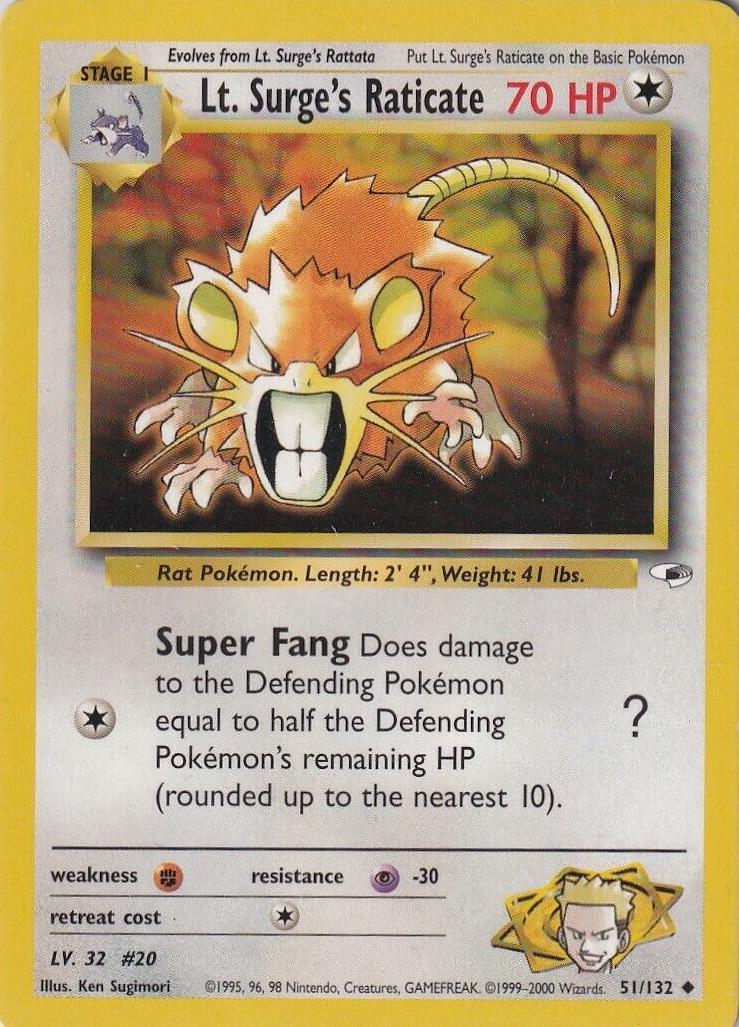 Lt. Surge's Raticate 051/132 - Unlimited Gym Heroes